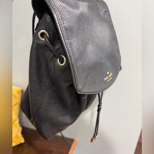 Kate Spade Black Pebbled Leather Bucket Backpack